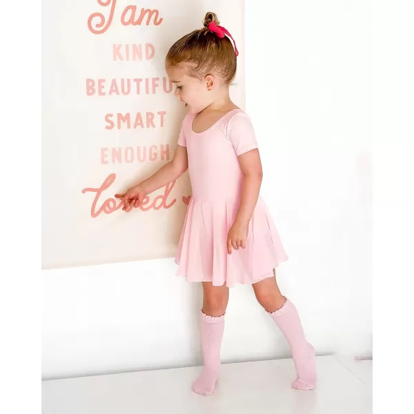 Stelle Ballet Leotards for Girls Dance Leotard with Skirt Toddler Activewear Dresses Criss-Cross Bow Back )