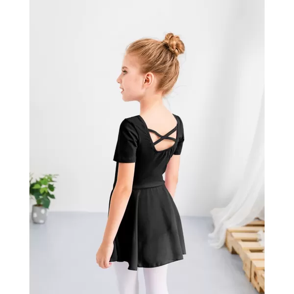 Stelle Ballet Leotards for Girls Dance Leotard with Skirt Toddler Activewear Dresses Criss-Cross Bow Back )