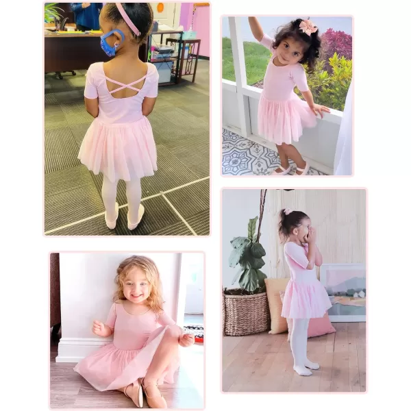 Stelle Ballet Leotards for Girls Dance Leotard with Skirt Toddler Activewear Dresses Criss-Cross Bow Back )