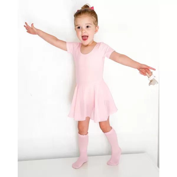 Stelle Ballet Leotards for Girls Dance Leotard with Skirt Toddler Activewear Dresses Criss-Cross Bow Back )