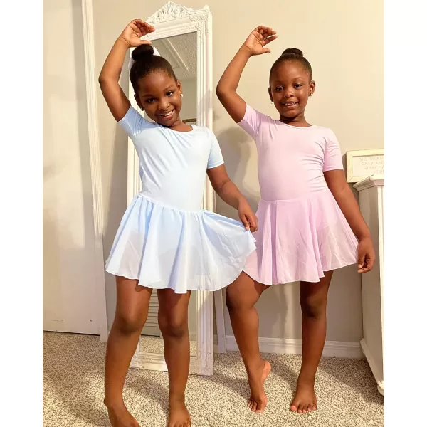 Stelle Ballet Leotards for Girls Dance Leotard with Skirt Toddler Activewear Dresses Criss-Cross Bow Back )
