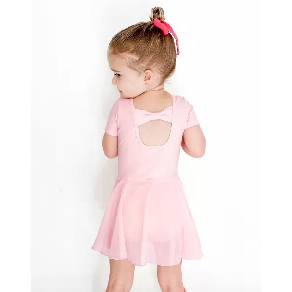 Stelle Ballet Leotards for Girls Dance Leotard with Skirt Toddler Activewear Dresses Criss-Cross Bow Back )