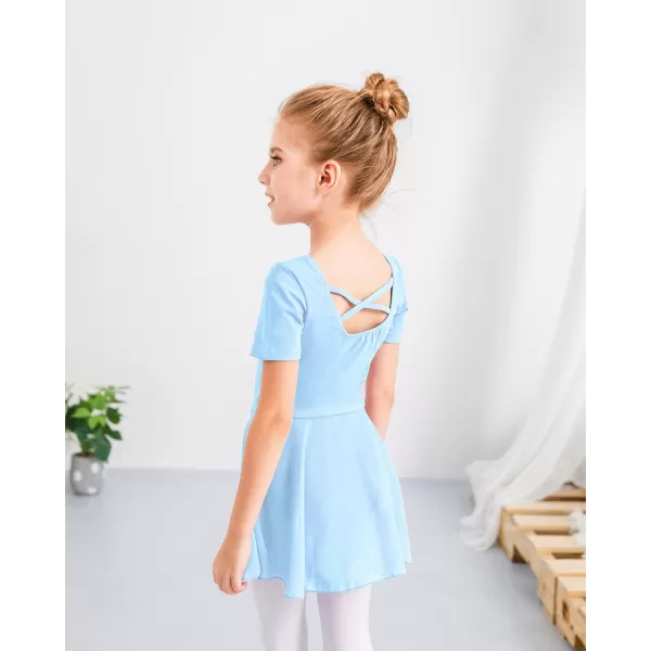 Stelle Ballet Leotards for Girls Dance Leotard with Skirt Toddler Activewear Dresses Criss-Cross Bow Back )