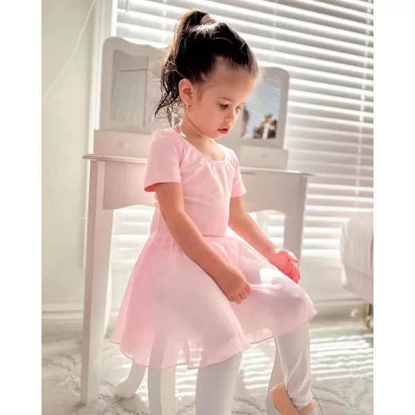 Stelle Ballet Leotards for Girls Dance Leotard with Skirt Toddler Activewear Dresses Criss-Cross Bow Back )