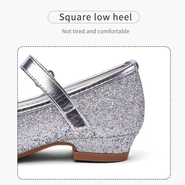 Stelle Girls Dress Shoes Toddler Princess Shoes Glitter Flower Little Girl Flats Mary Jane Low Heels for Party Wedding
