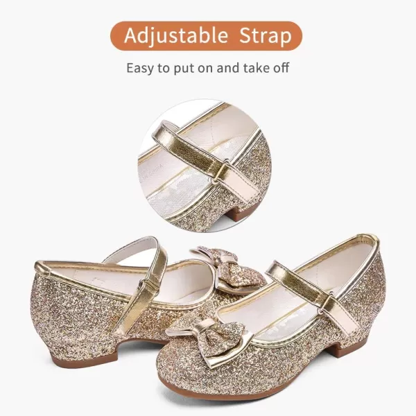 Stelle Girls Dress Shoes Toddler Princess Shoes Glitter Flower Little Girl Flats Mary Jane Low Heels for Party Wedding