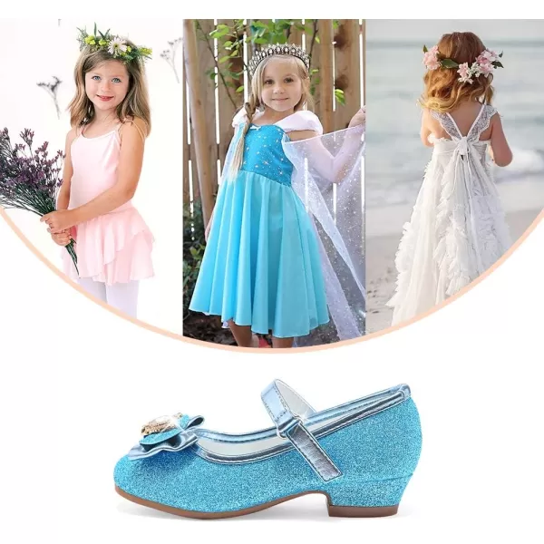 Stelle Girls Dress Shoes Toddler Princess Shoes Glitter Flower Little Girl Flats Mary Jane Low Heels for Party Wedding