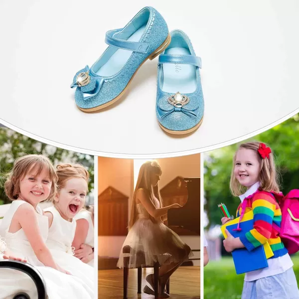 Stelle Girls Dress Shoes Toddler Princess Shoes Glitter Flower Little Girl Flats Mary Jane Low Heels for Party Wedding