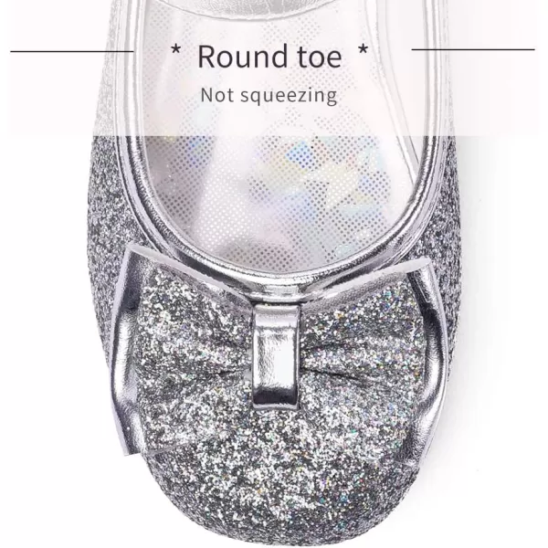 Stelle Girls Dress Shoes Toddler Princess Shoes Glitter Flower Little Girl Flats Mary Jane Low Heels for Party Wedding