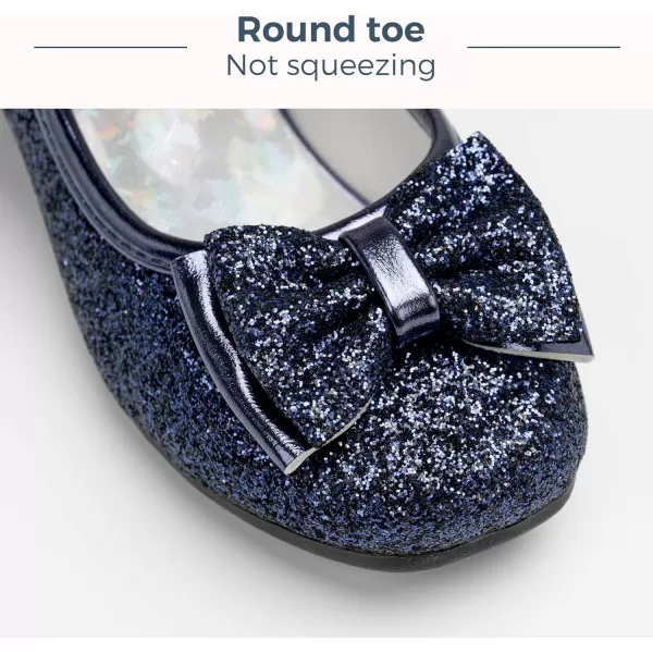Stelle Girls Dress Shoes Toddler Princess Shoes Glitter Flower Little Girl Flats Mary Jane Low Heels for Party Wedding
