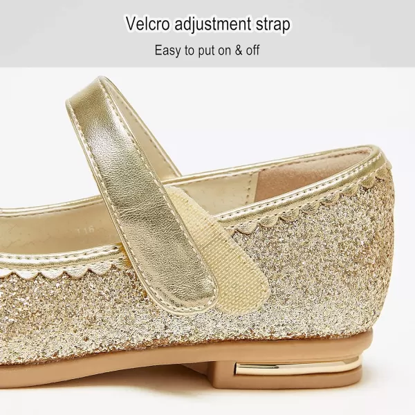 Stelle Girls Dress Shoes Toddler Princess Shoes Glitter Flower Little Girl Flats Mary Jane Low Heels for Party Wedding