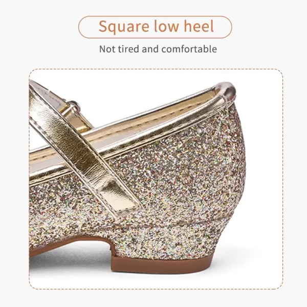 Stelle Girls Dress Shoes Toddler Princess Shoes Glitter Flower Little Girl Flats Mary Jane Low Heels for Party Wedding