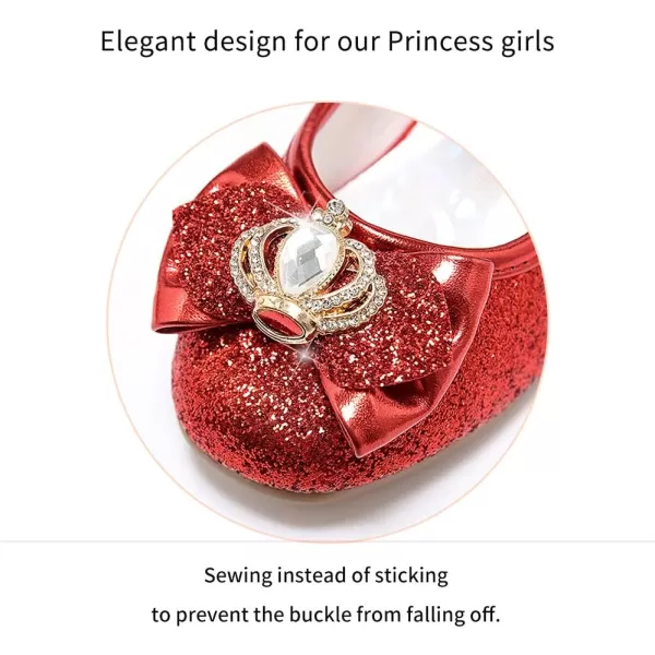 Stelle Girls Dress Shoes Toddler Princess Shoes Glitter Flower Little Girl Flats Mary Jane Low Heels for Party Wedding