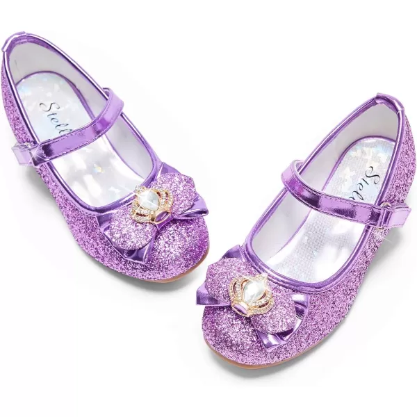 Stelle Girls Dress Shoes Toddler Princess Shoes Glitter Flower Little Girl Flats Mary Jane Low Heels for Party Wedding