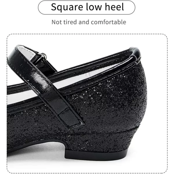 Stelle Girls Dress Shoes Toddler Princess Shoes Glitter Flower Little Girl Flats Mary Jane Low Heels for Party Wedding