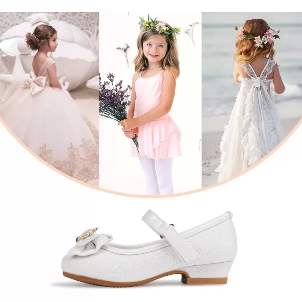 Stelle Girls Dress Shoes Toddler Princess Shoes Glitter Flower Little Girl Flats Mary Jane Low Heels for Party Wedding
