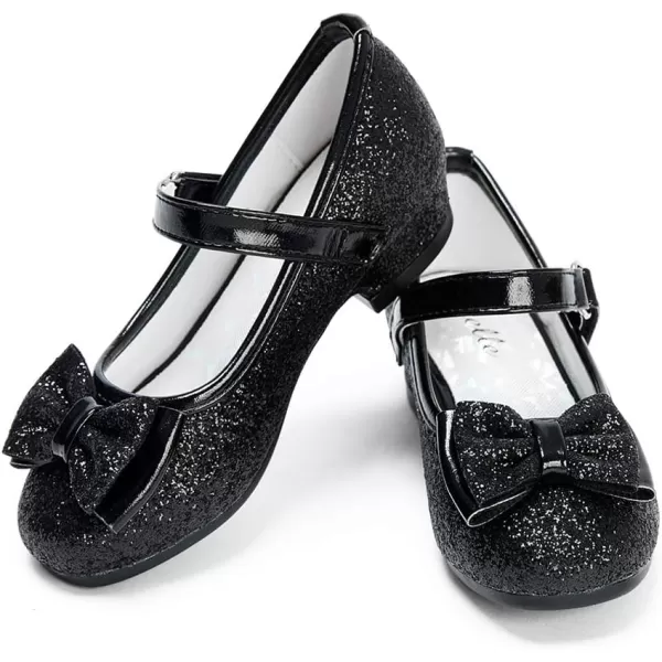 Stelle Girls Dress Shoes Toddler Princess Shoes Glitter Flower Little Girl Flats Mary Jane Low Heels for Party Wedding
