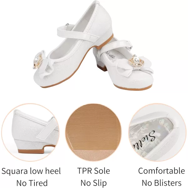 Stelle Girls Dress Shoes Toddler Princess Shoes Glitter Flower Little Girl Flats Mary Jane Low Heels for Party Wedding