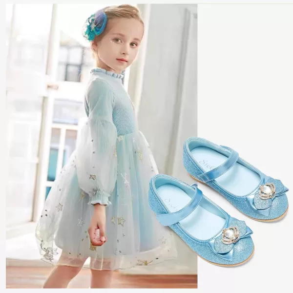 Stelle Girls Dress Shoes Toddler Princess Shoes Glitter Flower Little Girl Flats Mary Jane Low Heels for Party Wedding