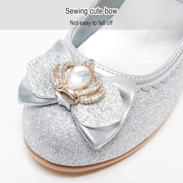 Stelle Girls Dress Shoes Toddler Princess Shoes Glitter Flower Little Girl Flats Mary Jane Low Heels for Party Wedding