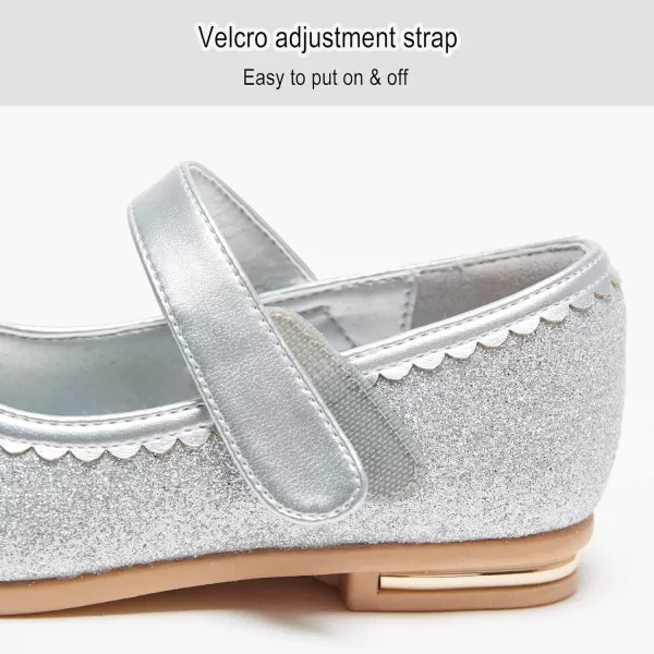 Stelle Girls Dress Shoes Toddler Princess Shoes Glitter Flower Little Girl Flats Mary Jane Low Heels for Party Wedding