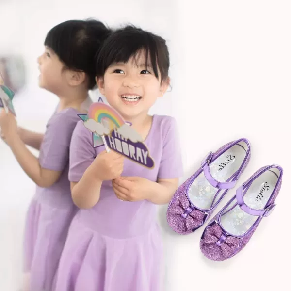 Stelle Girls Dress Shoes Toddler Princess Shoes Glitter Flower Little Girl Flats Mary Jane Low Heels for Party Wedding