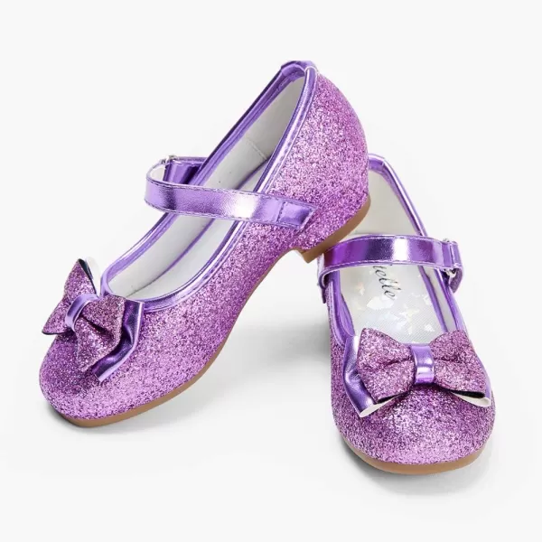 Stelle Girls Dress Shoes Toddler Princess Shoes Glitter Flower Little Girl Flats Mary Jane Low Heels for Party Wedding