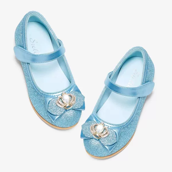 Stelle Girls Dress Shoes Toddler Princess Shoes Glitter Flower Little Girl Flats Mary Jane Low Heels for Party Wedding