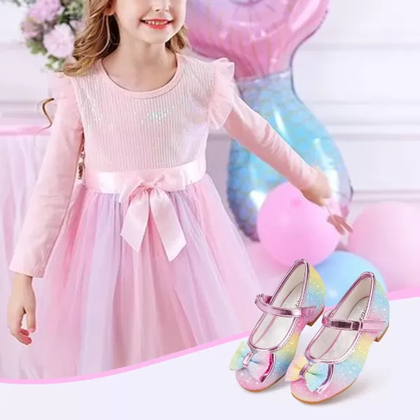 Stelle Girls Dress Shoes Toddler Princess Shoes Glitter Flower Little Girl Flats Mary Jane Low Heels for Party Wedding