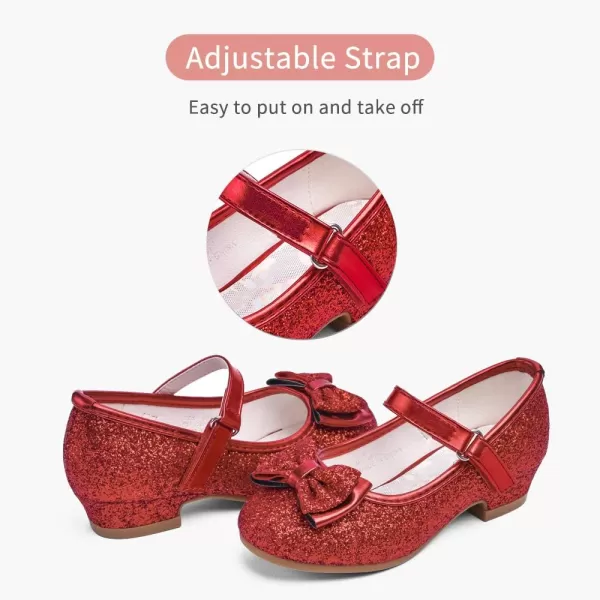 Stelle Girls Dress Shoes Toddler Princess Shoes Glitter Flower Little Girl Flats Mary Jane Low Heels for Party Wedding