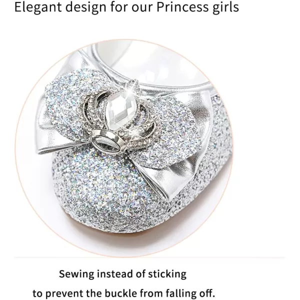 Stelle Girls Dress Shoes Toddler Princess Shoes Glitter Flower Little Girl Flats Mary Jane Low Heels for Party Wedding