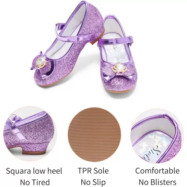 Stelle Girls Dress Shoes Toddler Princess Shoes Glitter Flower Little Girl Flats Mary Jane Low Heels for Party Wedding