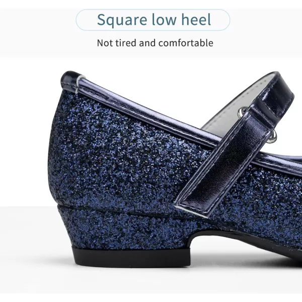 Stelle Girls Dress Shoes Toddler Princess Shoes Glitter Flower Little Girl Flats Mary Jane Low Heels for Party Wedding