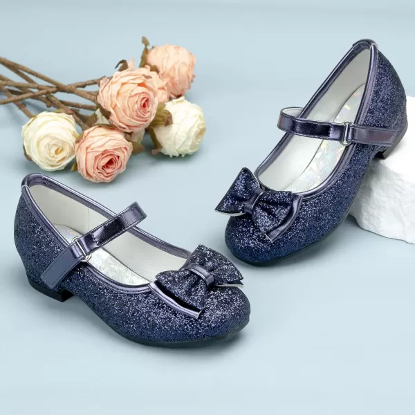 Stelle Girls Dress Shoes Toddler Princess Shoes Glitter Flower Little Girl Flats Mary Jane Low Heels for Party Wedding