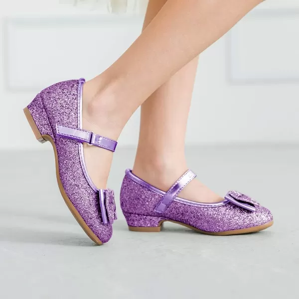Stelle Girls Dress Shoes Toddler Princess Shoes Glitter Flower Little Girl Flats Mary Jane Low Heels for Party Wedding