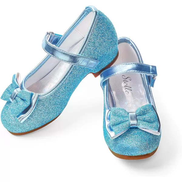 Stelle Girls Dress Shoes Toddler Princess Shoes Glitter Flower Little Girl Flats Mary Jane Low Heels for Party Wedding