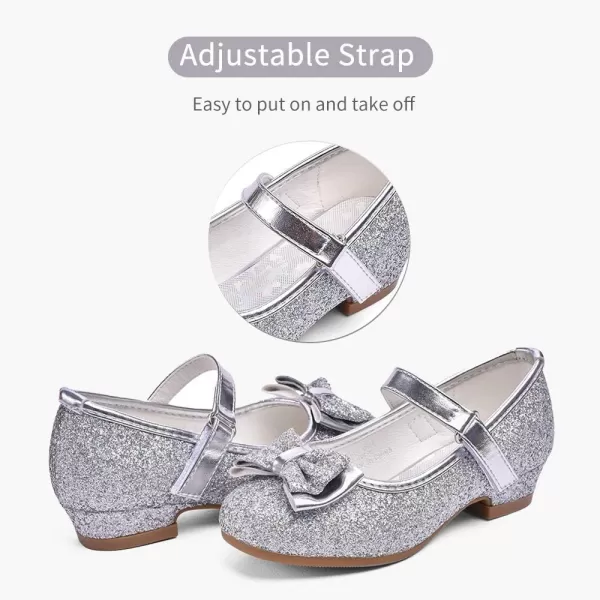 Stelle Girls Dress Shoes Toddler Princess Shoes Glitter Flower Little Girl Flats Mary Jane Low Heels for Party Wedding