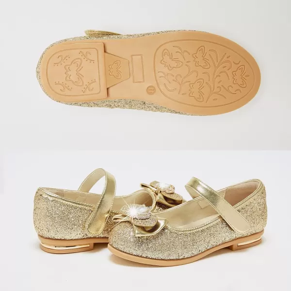 Stelle Girls Dress Shoes Toddler Princess Shoes Glitter Flower Little Girl Flats Mary Jane Low Heels for Party Wedding
