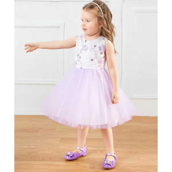 Stelle Girls Dress Shoes Toddler Princess Shoes Glitter Flower Little Girl Flats Mary Jane Low Heels for Party Wedding