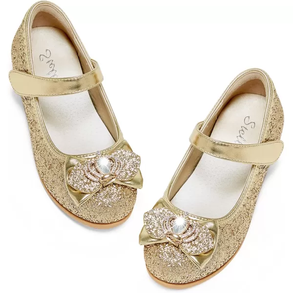 Stelle Girls Dress Shoes Toddler Princess Shoes Glitter Flower Little Girl Flats Mary Jane Low Heels for Party Wedding