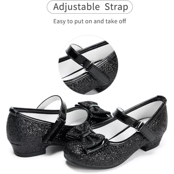 Stelle Girls Dress Shoes Toddler Princess Shoes Glitter Flower Little Girl Flats Mary Jane Low Heels for Party Wedding