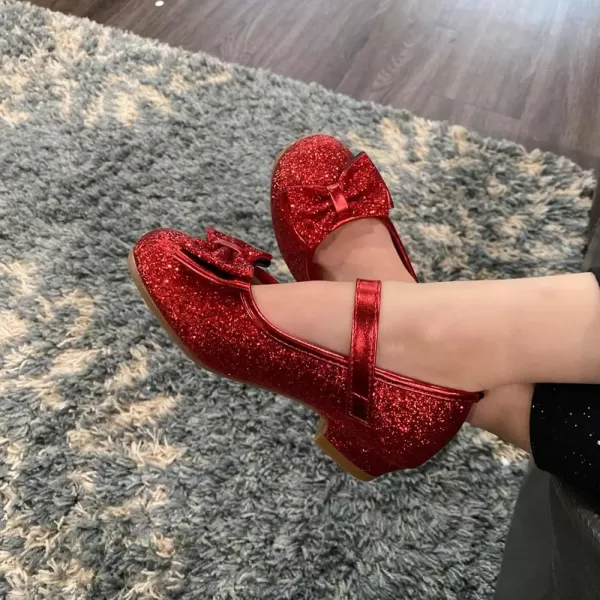 Stelle Girls Dress Shoes Toddler Princess Shoes Glitter Flower Little Girl Flats Mary Jane Low Heels for Party Wedding