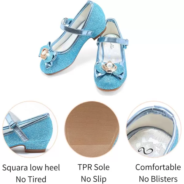 Stelle Girls Dress Shoes Toddler Princess Shoes Glitter Flower Little Girl Flats Mary Jane Low Heels for Party Wedding