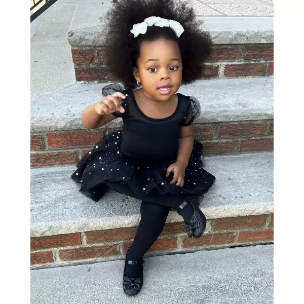 Stelle Girls Dress Shoes Toddler Princess Shoes Glitter Flower Little Girl Flats Mary Jane Low Heels for Party Wedding