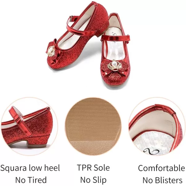 Stelle Girls Dress Shoes Toddler Princess Shoes Glitter Flower Little Girl Flats Mary Jane Low Heels for Party Wedding