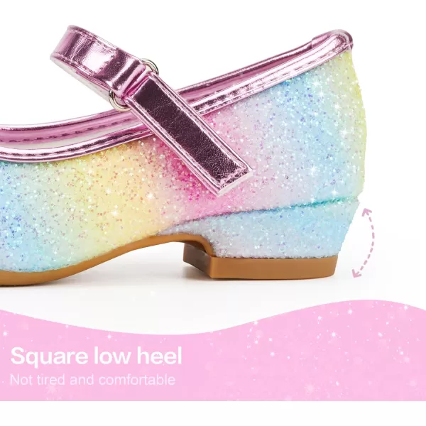 Stelle Girls Dress Shoes Toddler Princess Shoes Glitter Flower Little Girl Flats Mary Jane Low Heels for Party Wedding