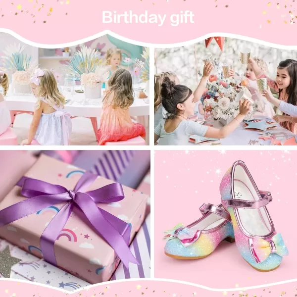 Stelle Girls Dress Shoes Toddler Princess Shoes Glitter Flower Little Girl Flats Mary Jane Low Heels for Party Wedding