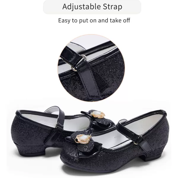 Stelle Girls Dress Shoes Toddler Princess Shoes Glitter Flower Little Girl Flats Mary Jane Low Heels for Party Wedding