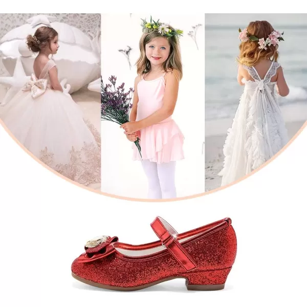 Stelle Girls Dress Shoes Toddler Princess Shoes Glitter Flower Little Girl Flats Mary Jane Low Heels for Party Wedding