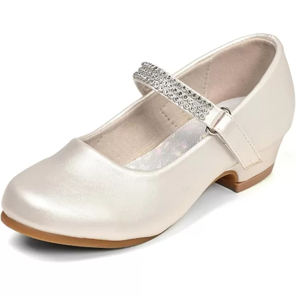 Stelle Girls Dress Shoes Toddler White Communion Easter Low Heels Flower Girl Mary Jane Flats for School Uniform Wedding